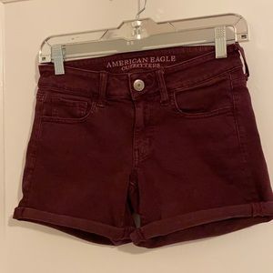 American Eagle Maroon Super Stretch Midi Shorts